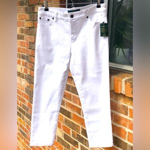 LRL Lauren Jeans Co White Denim Classic Straight Crop Jeans. Woman’s Size 4P